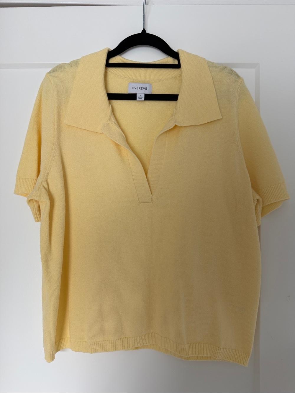Evereve Light Yellow Short-Sleeve Polo Sweater